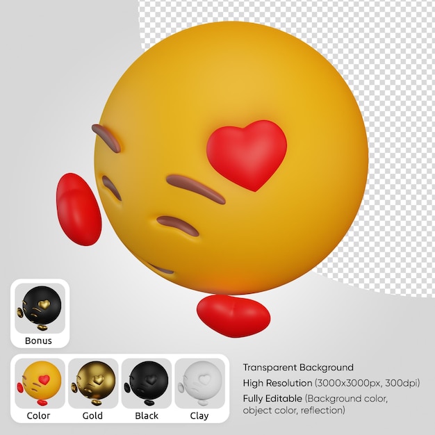 3d Smiling Face with Hearts isometric