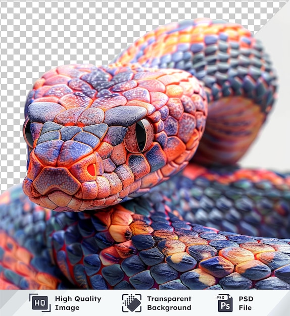 PSD 3d snake character isolated on transparent background no other objects