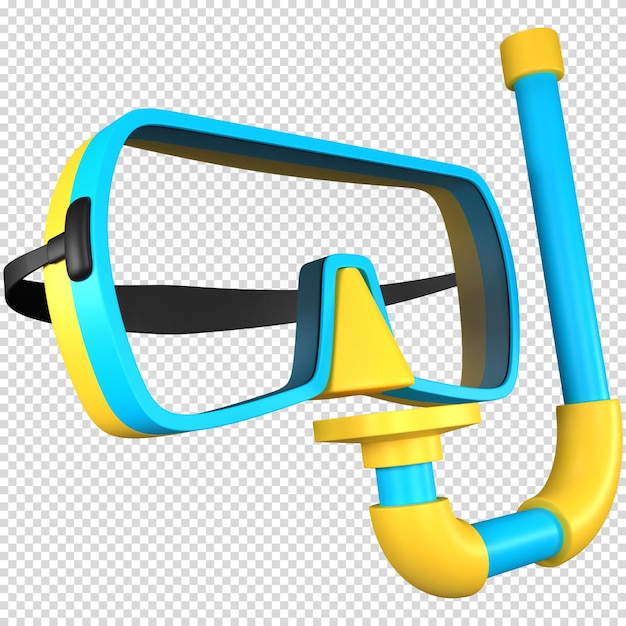 PSD 3d snorkel mask illustration design element with summer theme 3d render