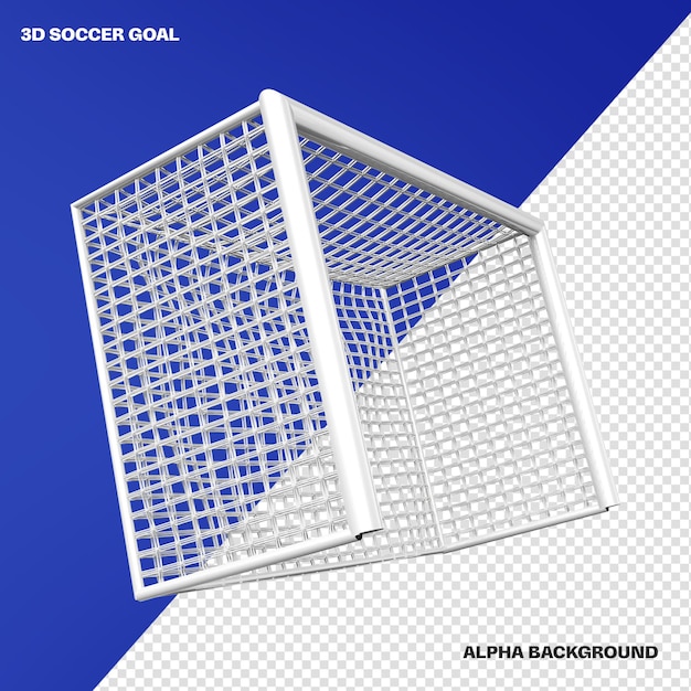 3d soccer goal isolated on blue background