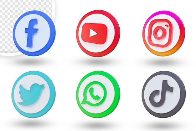 3d social media icons set social media logo collection