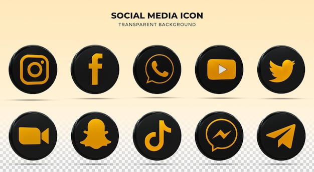 3d social media icons social media logo 3d rendering collection with glossy style