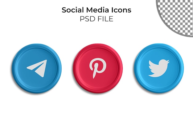 3d Social Media Icons