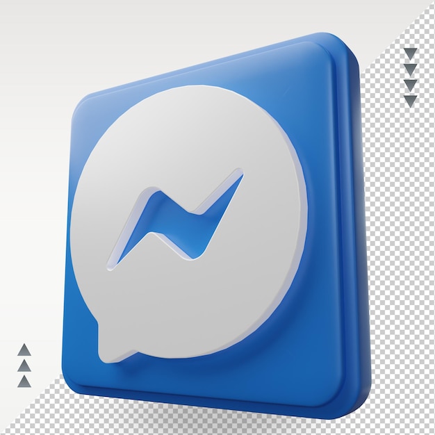 3d social media Messenger icon rendering right view