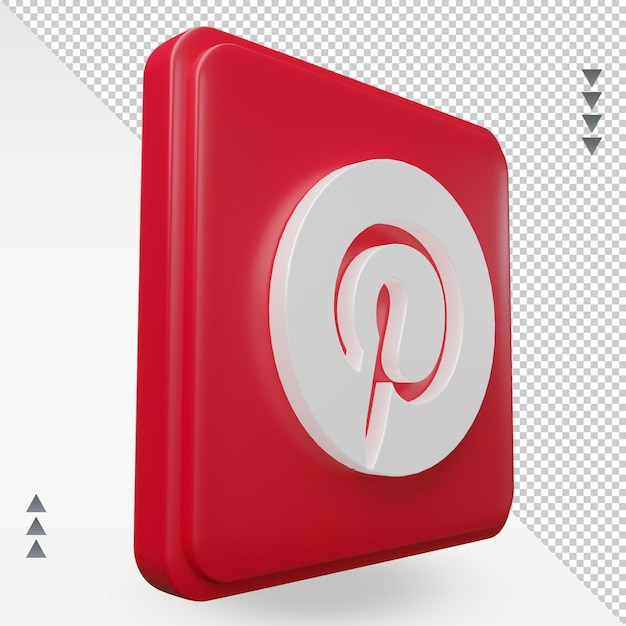 3d social media Pinterest icon rendering left view