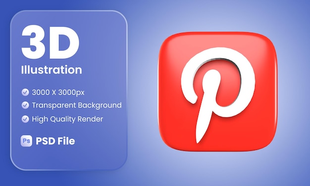 3D Social Media Pinterest Icon