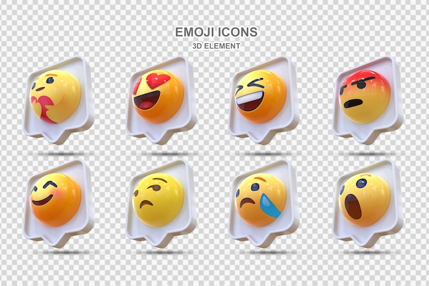 3d social media reaction collection of emoji reactions