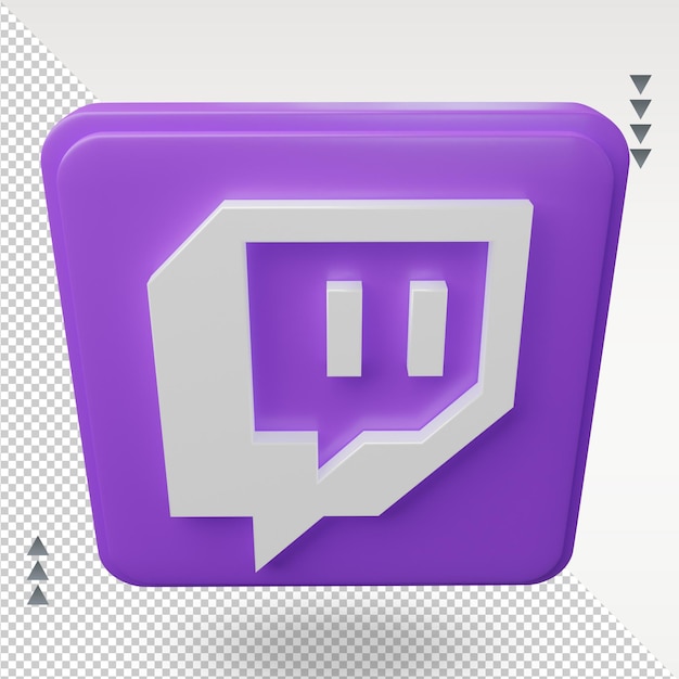 3d social media Twitch icon rendering Top view