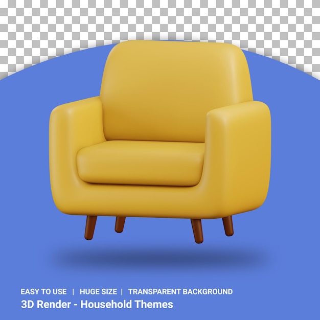 3d Sofa illustration with transparent background isolated design