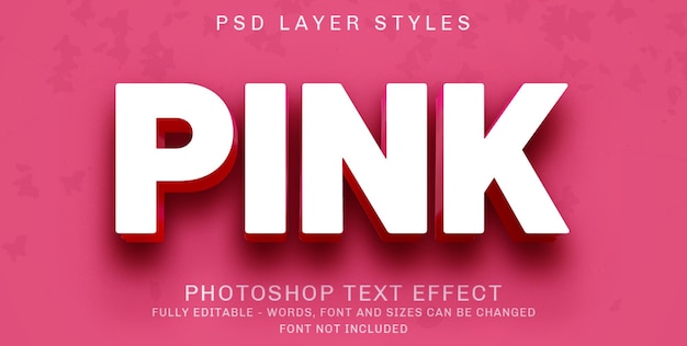 3d solid pink editable text style effect