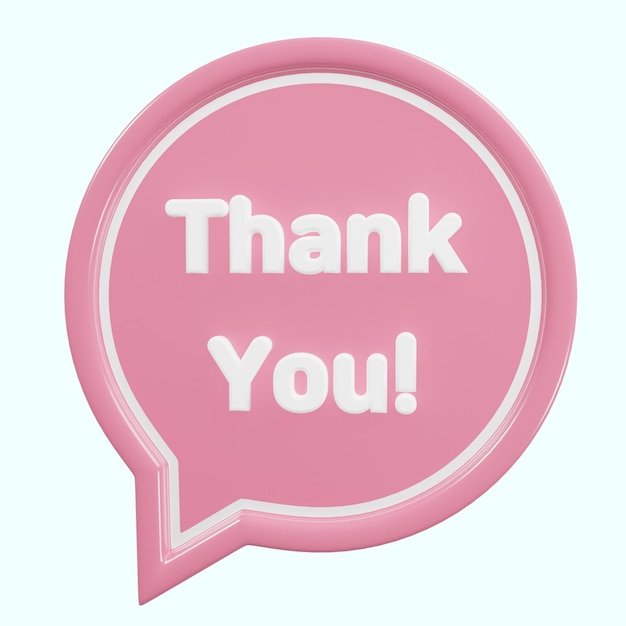 3D speech bubble with gratitude message