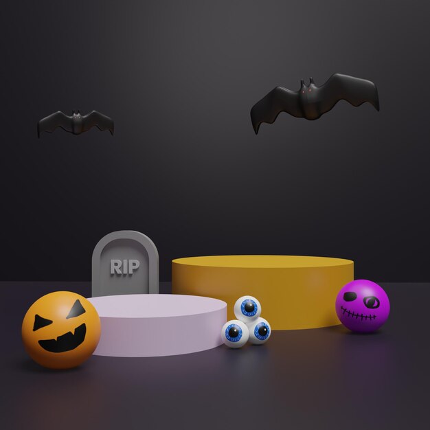 PSD 3d spooky halloween podium