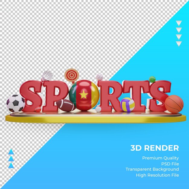 3d sports day Cameroon flag rendering front view