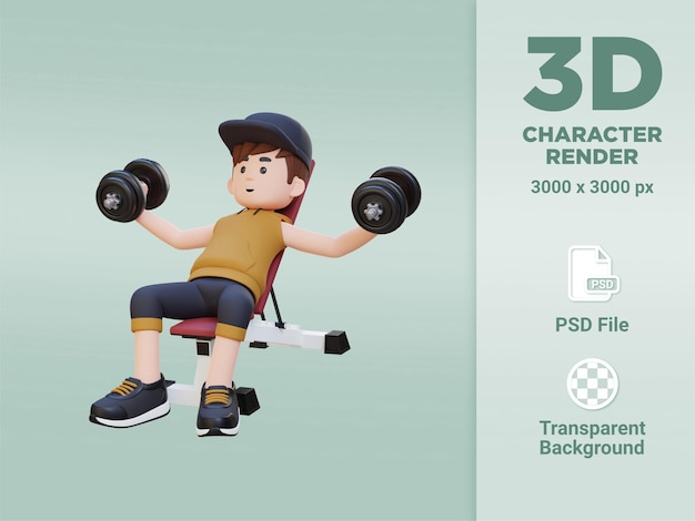 3D Sportsman Character Sculpting Muscular Chest with Incline Bench Dumbbell Chest Fly