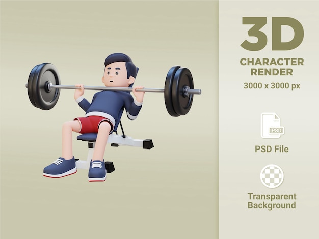 3D Sportsman Character Sculpting Upper Body with Incline Bench Press Workout