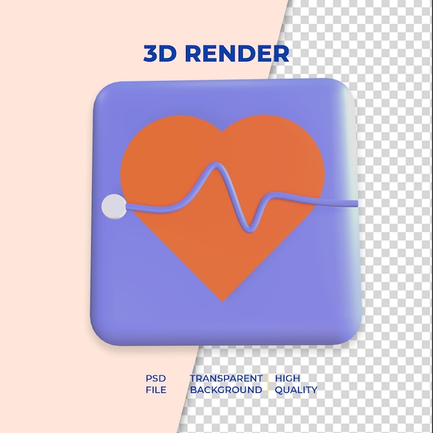 3d square heart illustration object rendered