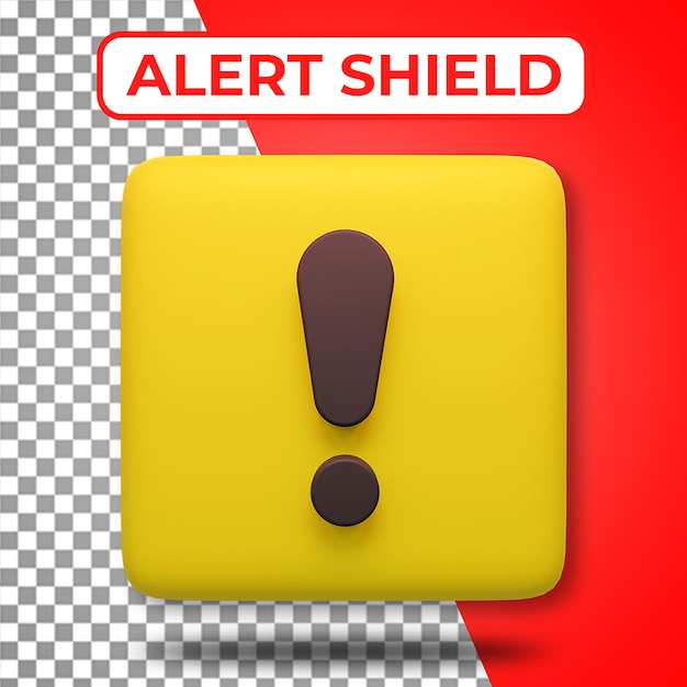 3D Square red alert or error icon