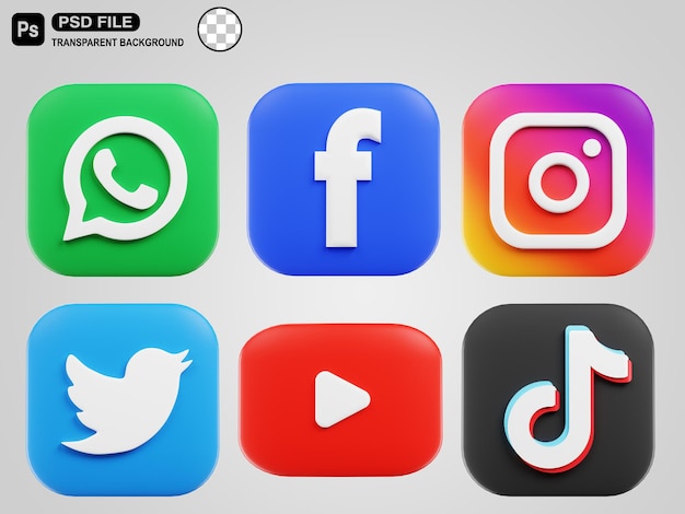 3D Square Shape Social Media Logo