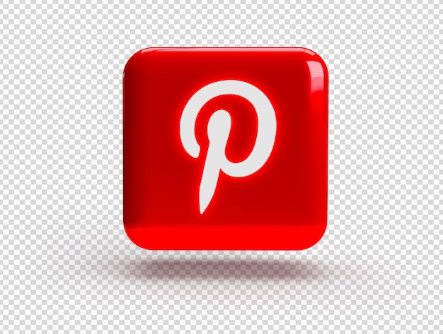 3D Square with Pinterest Logo