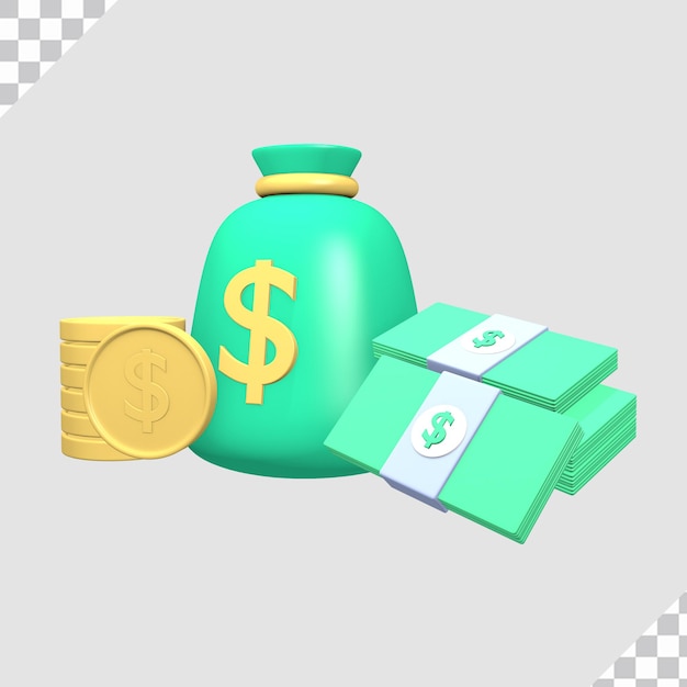 3d stack of money object concept