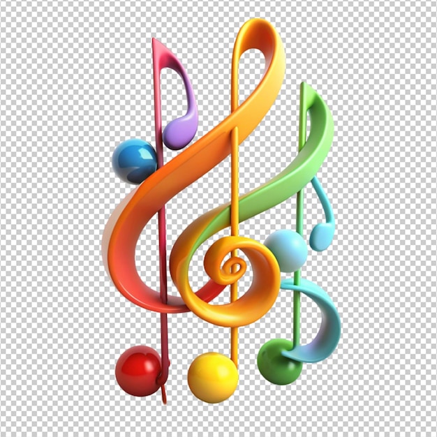 a 3d staff with musical notes on white background