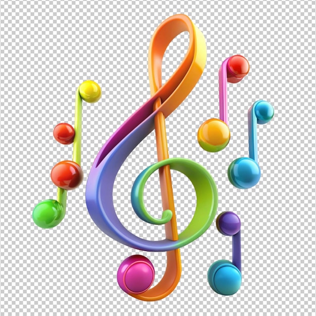 a 3d staff with musical notes on white background