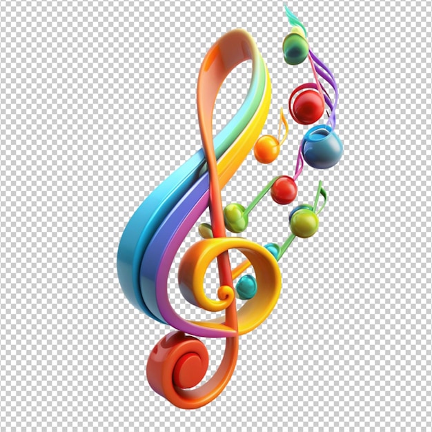 PSD a 3d staff with musical notes on white background