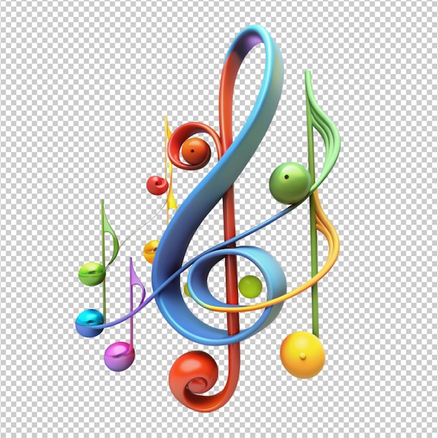 a 3d staff with musical notes on white background