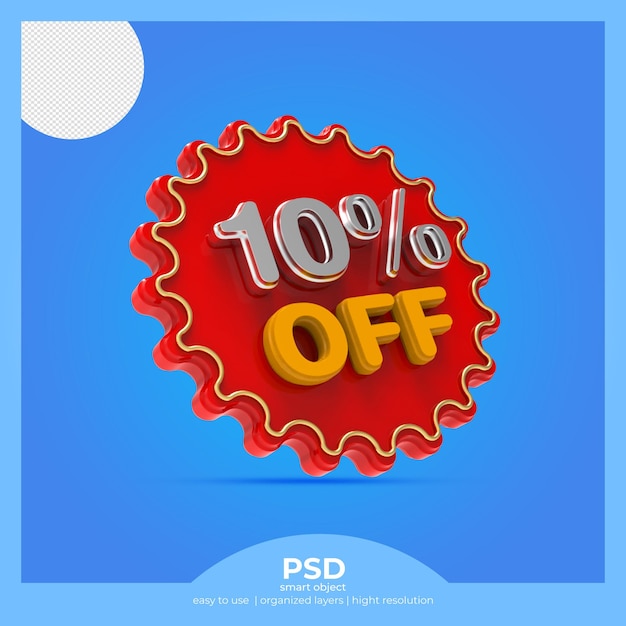 3D stamp 10 off Transparent PNG elements without background