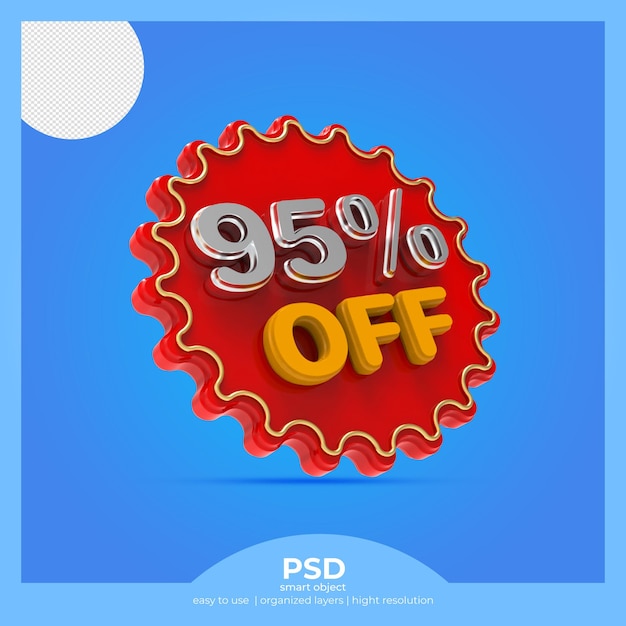 3D stamp 95 off Transparent PNG elements without background