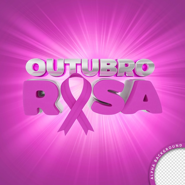 3d stamp in portuguese for breast cancer prevention composition october rosa brazil