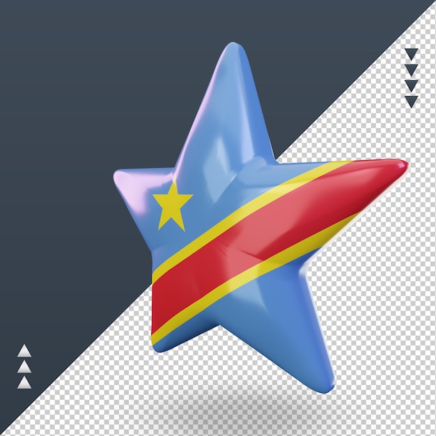 PSD 3d star democratic congo flag rendering right view