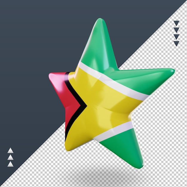 3d star Guyana flag rendering right view