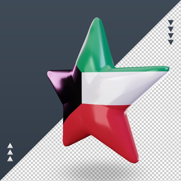 PSD 3d star kuwait flag rendering right view