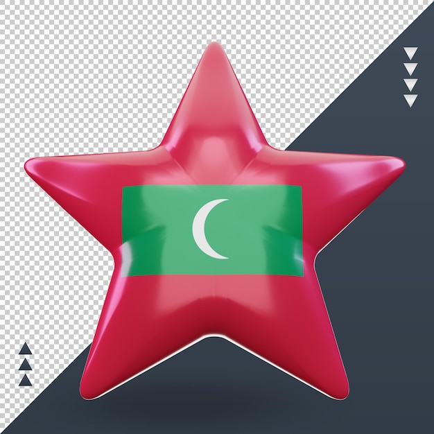 3d star Maldives flag rendering front view