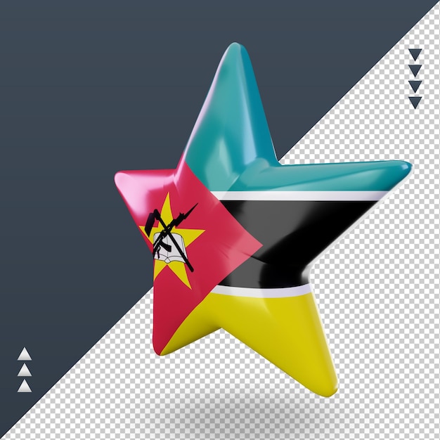 3d star Mozambique flag rendering right view