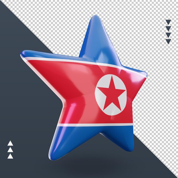 PSD 3d star north korea flag rendering left view