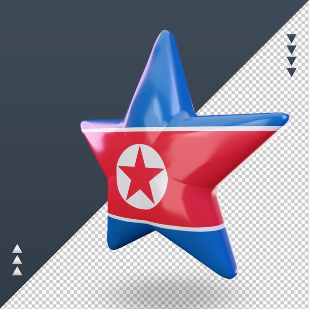 PSD 3d star north korea flag rendering right view