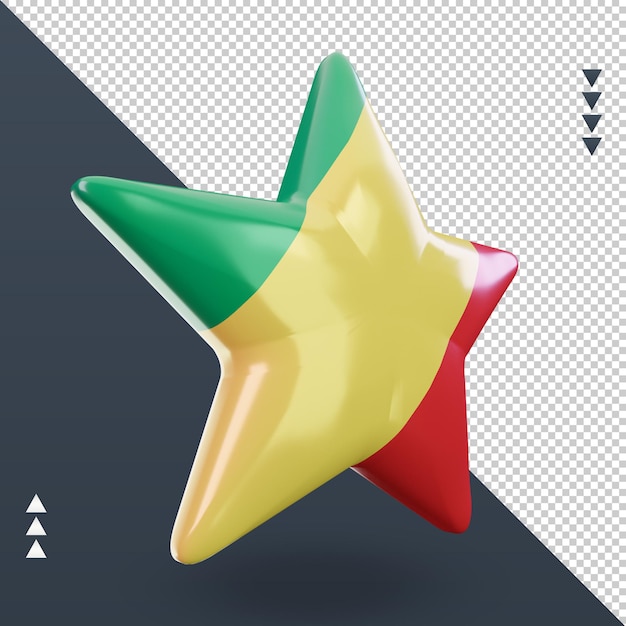 3d star Republic Congo flag rendering left view