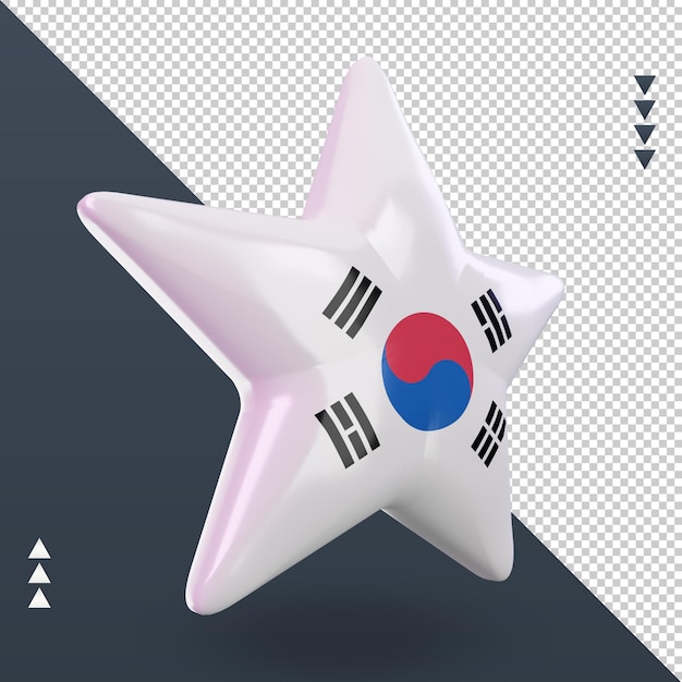 PSD 3d star south korea flag rendering left view