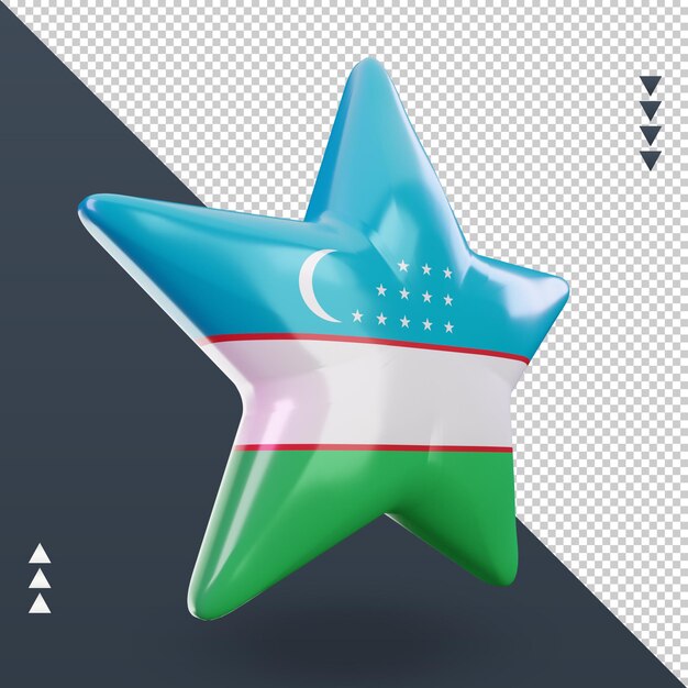 3d star Uzbekistan flag rendering left view