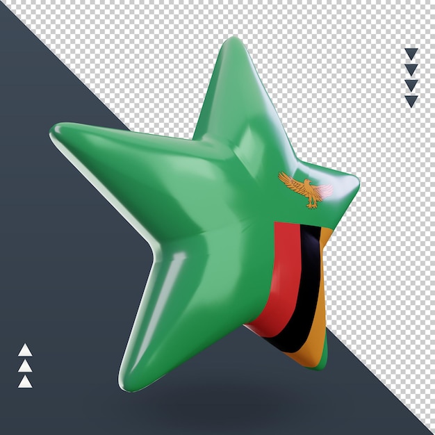 3d star Zambia flag rendering left view