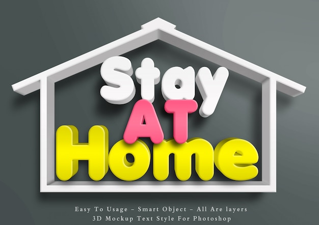 3d stay at home text style effect