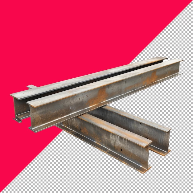 PSD 3d steel beams transparent background png psd