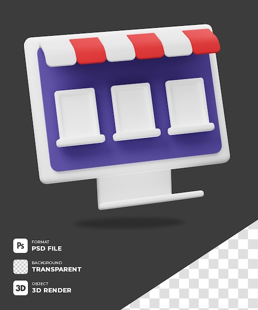 3D STORE DEKSTOP ICON WITH TRANSPARENT BACKGROUND