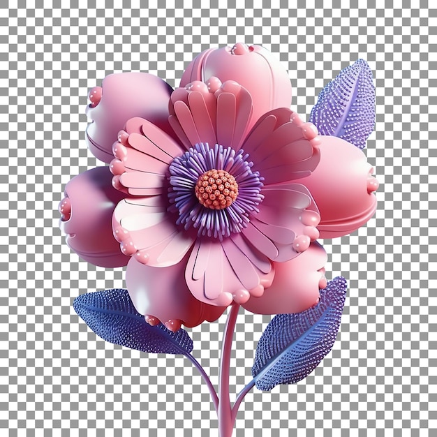 3d style colourful flower isolated on transparent background