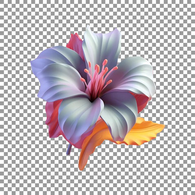 3d style colourful flower isolated on transparent background