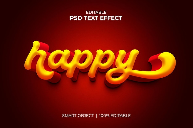 3d style happy editable text effect mockup premium PSD