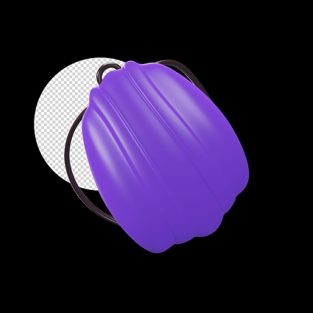 3D Style Purple Color School Bag Icon Against Black Backgrond