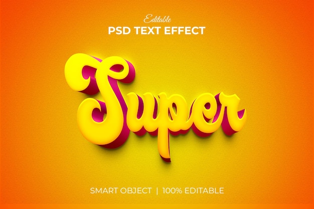 3d style super editable text effect mockup premium PSD